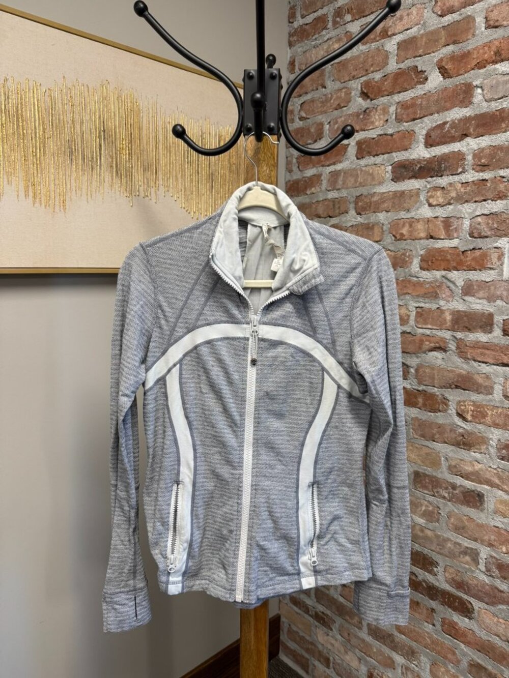 Lululemon Gray Full Zip Athletic Jacket White Trim - Size 8